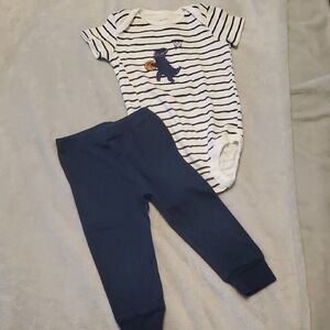 Pekkle Striped Baby Onesie and Blue Pants Set